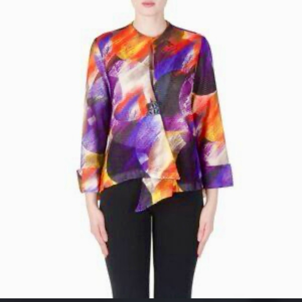 Joseph Ribkoff Jacket Blazer  Art To Wear  Mesh‎ Sz M/L Abstract Print READ